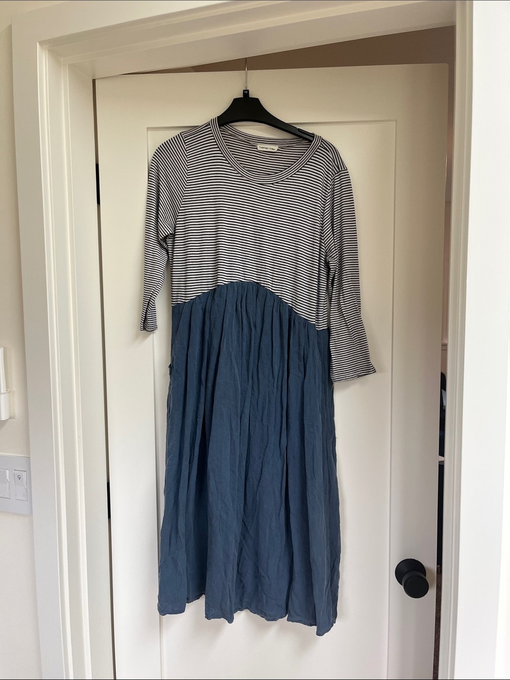Flamingo Urban Blue & White Striped  Long Sleeve Dress